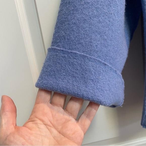 Chico's 100% Wool Periwinkle Open Front Pockets Sweater Duster Cardigan XL - Picture 4 of 10